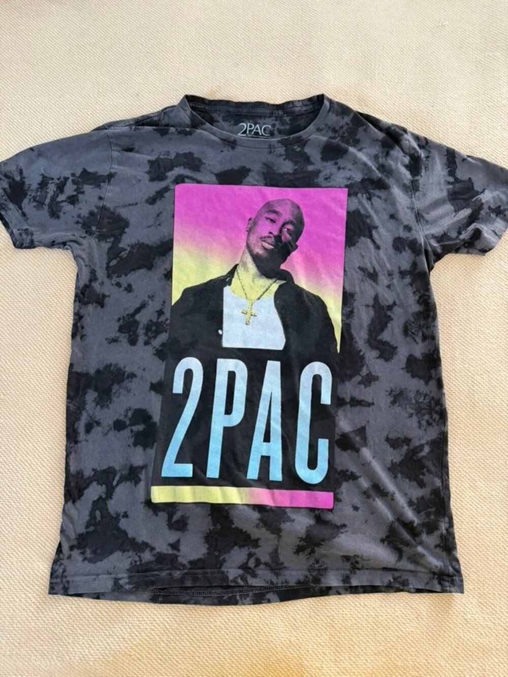 2Pac Tupac Bravado Tie Dye Graphic T-Shirt Men's Small Portrait Rap Tee